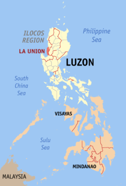 Localisation de la province de La Union (en rouge) dans les Philippines.