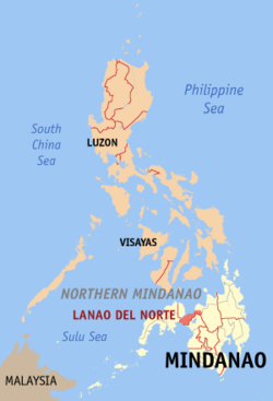 Localisation de la province de Lanao del Norte (en rouge) dans les Philippines.