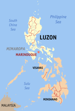 Localisation de la province de Marinduque (en rouge) dans les Philippines.