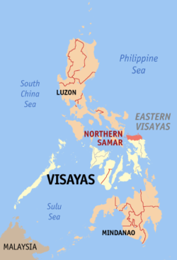 Localisation de la province de Samar du Nord (en rouge) dans les Philippines.