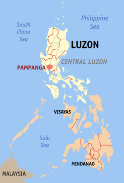Localisation de la province de Pampanga (en rouge) dans les Philippines.