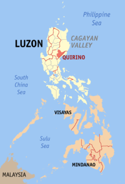 Localisation de la province de Quirino (en rouge) dans les Philippines.