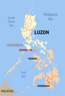 Localisation de la province de Romblon (en rouge) dans les Philippines.