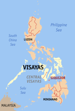 Localisation de la province de Siquijor (en rouge) dans les Philippines.