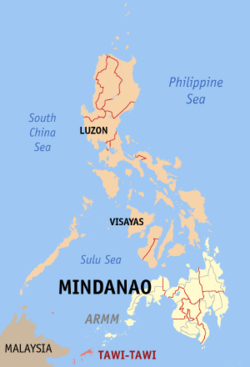 Localisation de la province de Tawi-Tawi (en rouge) dans les Philippines.