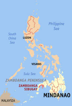 Localisation de la province de Zamboanga Sibugay (en rouge) dans les Philippines.