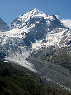 Vue du piz Roseg et du glacier Tschierva