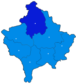 Situation du district de Kosovska Mitrovica au Kosovo