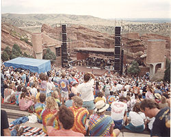 Red Rocks Amphitheater with deadheads waiting to start taken 8-11-1987.jpg