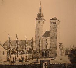 L'église Reglerkirche à Erfurt vers 1900, où Armsdorff a été titulaire des orgues.