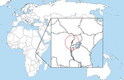 Localisation de la chaîne du Ruwenzori en Afrique.