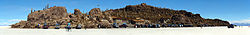 Vue panoramique d'Incahuasi, au centre du Salar de Uyuni.