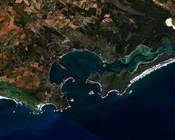 Vue satellite de la baie de Saldanha