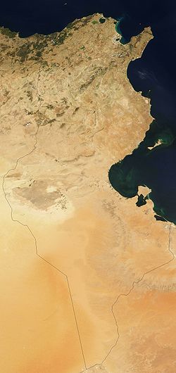 Photo satellite de la Tunisie (août 2001)