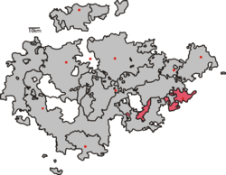 Carte de Thuringe où le territoire de la principauté de Reuss branche aînée est en rouge