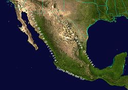 Carte des Sierra Madre du Mexique.