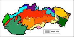 Les monts de Slanec sur la carte géomorphologique de la Slovaquie