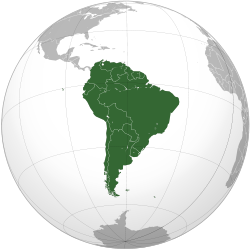 Carte de localisation de l'Amérique du Sud.