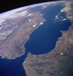 Image satellite de la mer d'Alboran.