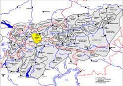 Carte de localisation des Alpes de Stubai.