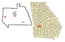 Sumter County Georgia Incorporated and Unincorporated areas Plains Highlighted.svg