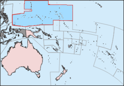 Carte du sud-ouest du Pacifique mettant en évidence le Territoire sous tutelle des îles du Pacifique