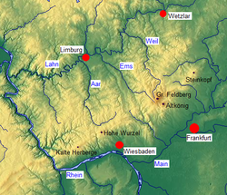 Carte topographique du Taunus.