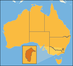Localisation du Territoire de la capitale australienne (en orange foncé) à l'intérieur de l'Australie