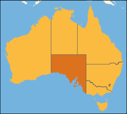 Localisation de l'Australie-Méridionale (en rouge) à l'intérieur de l'Australie