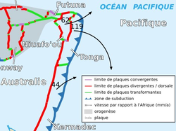 Carte de la Plaque des Tonga