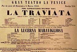 Affiche pour la première de La traviata à la Fenice