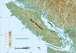 Carte du détroit de Juan de Fuca au sud de l'île de Vancouver.