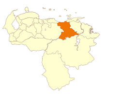 Localisation de l'État d'Anzoátegui