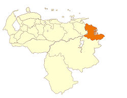 Localisation de l'État de Delta Amacuro