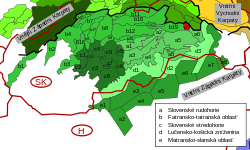 Carte de localisation dans les Carpates intérieures (en rouge)