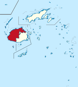 Localisation de la région occidentale sur la carte des îles Fidji