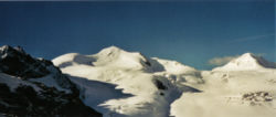 Le sommet du Wildspitze vu du Mittelbergjoch.