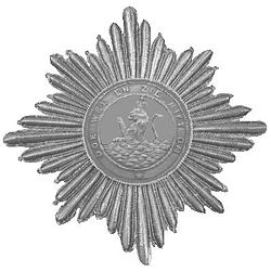 Zilveren ster uit 1807 van de Orde van de Unie geborduurde stralen en massieve kern.jpg