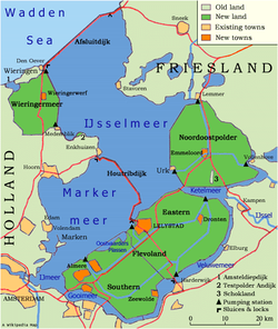 Carte de l'IJsselmeer, vestige du Zuiderzee.