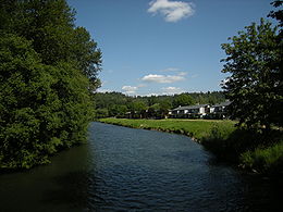 Auburn, Washington - upriver from suspension bridge in Isaac Evans Park.jpg