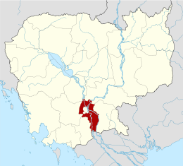 Localisation de la province de Kandal au Cambodge.