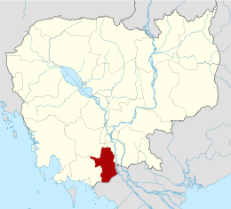 Localisation de la province de Takeo au Cambodge.