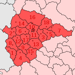 Carte du district fédéral central présentant le découpage en sujets fédéraux