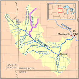 Localisation de la rivière Chippewa dans le Minnesota