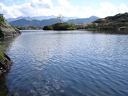 L'étang d'Arbu en été, vue sud