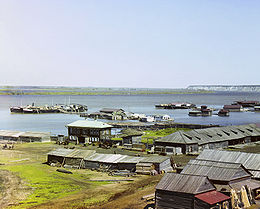 confluence de l'Irtych et de la Tobol à Tobolsk en 1912
