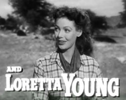 Loretta Young in Along Came Jones trailer.jpg