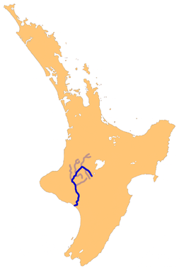 Carte du Whanganui et ses affluents.
