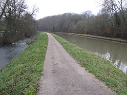 Le Trézée à gauche, le canal de Briare à droite.