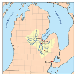 Localisation de la rivière Chippewa dans le Michigan